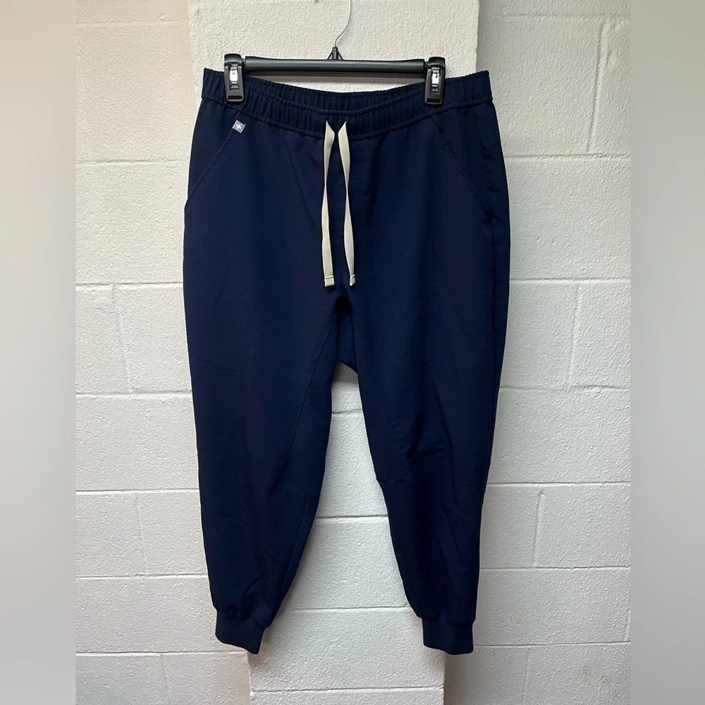 Figs Blue Joggers with Elastic Waistband and Tapered Legs